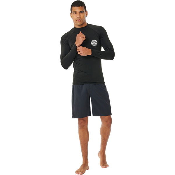 2025 Rip Curl Hombres Iconos UPF Cepillado Chaleco De Lycra De Manga Larga 153MRV - Black
